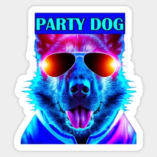 Party Dog Synthwave Retro Sticker